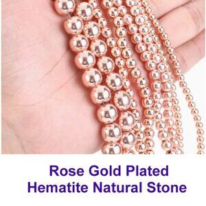 Rose Golden Hematite Natural Stone Beads - 15" Strand